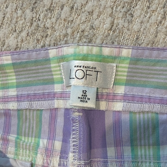 LOFT Pastel Plaid Pants - Picture 2 of 7